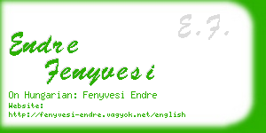 endre fenyvesi business card